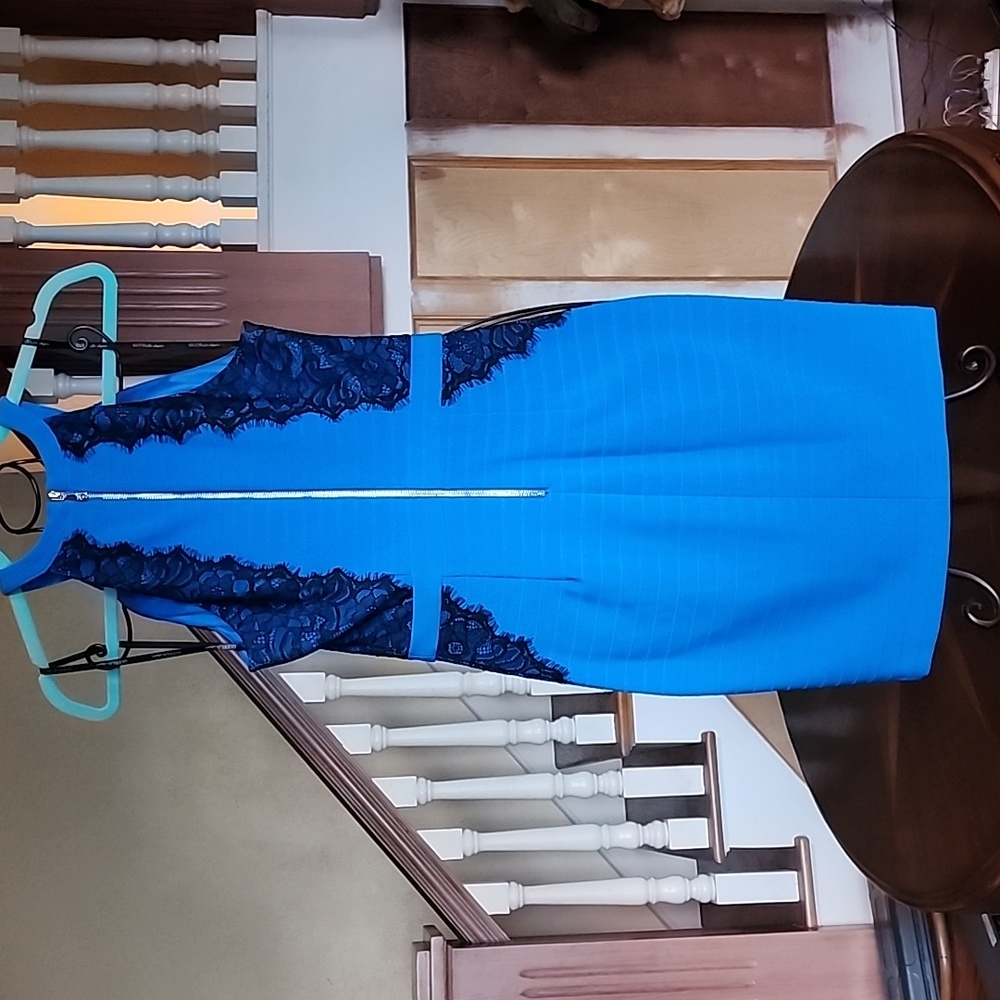 Guess Mini Dress ๐ size 4 Blue color-black lace - Picture 9 of 17